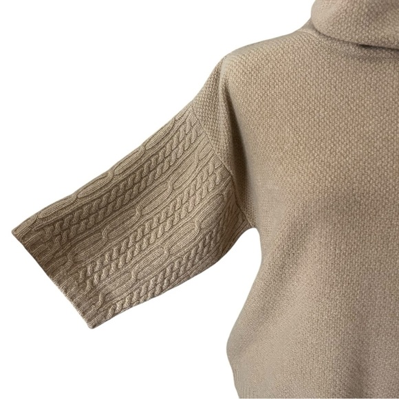 MaxMara Size Small Tan Wool Cashmere Funnel Neck Boxy Short Sleeve Knit Sweater - Picture 6 of 13